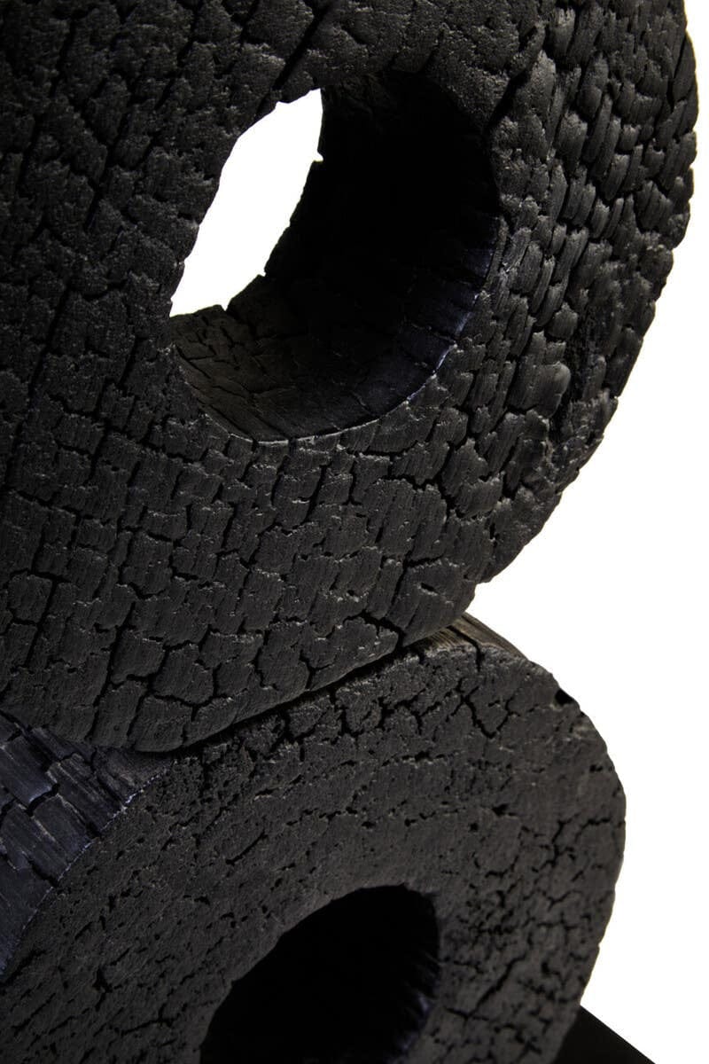 Hamilton Interiors Accessories Fidel Large Charred Black Mango Wood Log Candle Holder House of Isabella UK