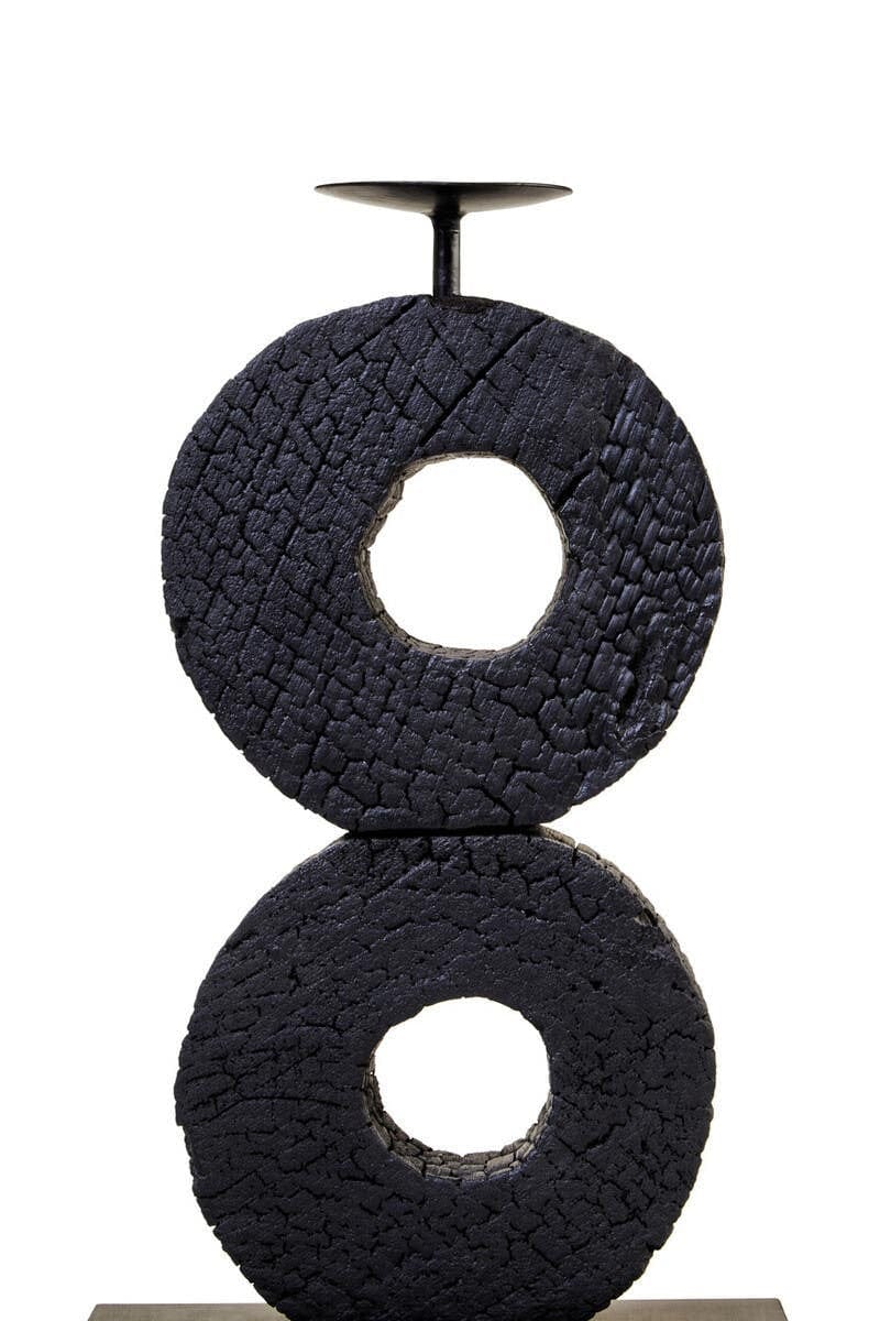 Hamilton Interiors Accessories Fidel Large Charred Black Mango Wood Log Candle Holder House of Isabella UK