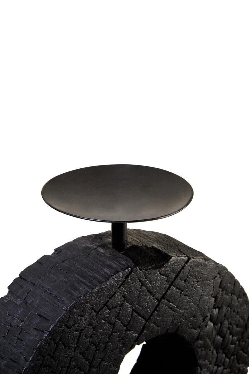 Hamilton Interiors Accessories Fidel Large Charred Black Mango Wood Log Candle Holder House of Isabella UK