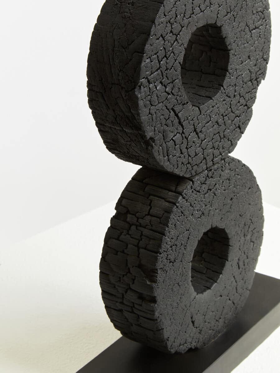 Hamilton Interiors Accessories Fidel Large Charred Black Mango Wood Log Candle Holder House of Isabella UK
