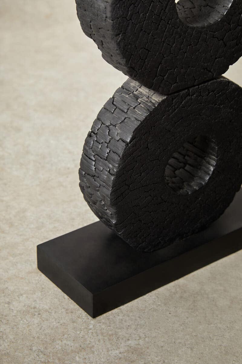 Hamilton Interiors Accessories Fidel Large Charred Black Mango Wood Log Candle Holder House of Isabella UK