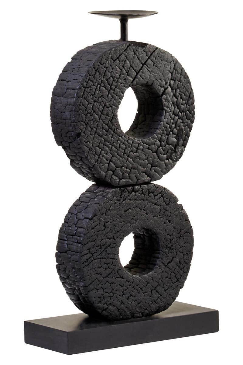 Hamilton Interiors Accessories Fidel Large Charred Black Mango Wood Log Candle Holder House of Isabella UK