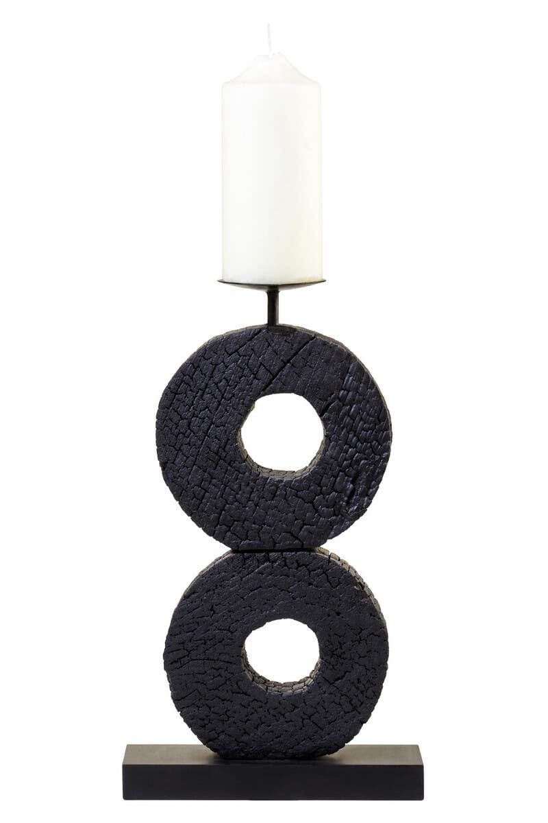 Hamilton Interiors Accessories Fidel Large Charred Black Mango Wood Log Candle Holder House of Isabella UK