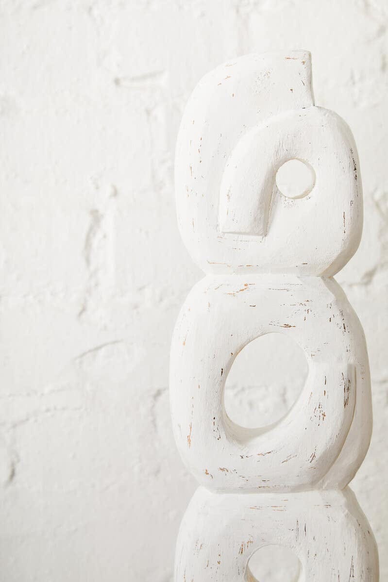 Hamilton Interiors Accessories Fidel Rustic White Mango Wood Ring Sculpture House of Isabella UK