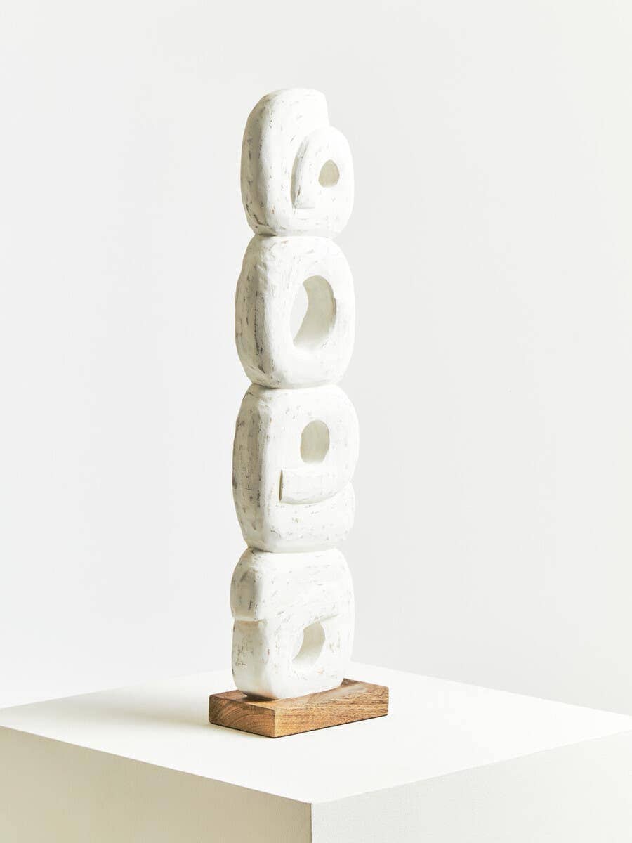 Hamilton Interiors Accessories Fidel Rustic White Mango Wood Ring Sculpture House of Isabella UK