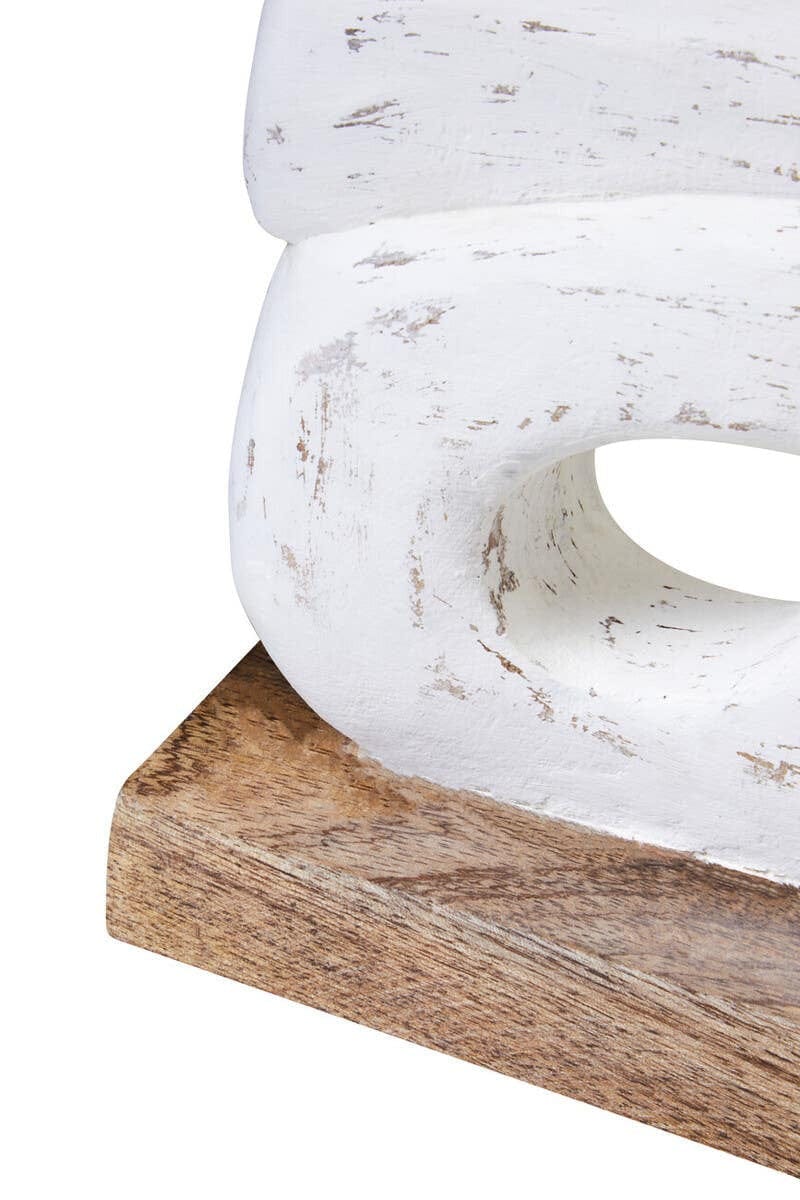Hamilton Interiors Accessories Fidel Rustic White Mango Wood Ring Sculpture House of Isabella UK