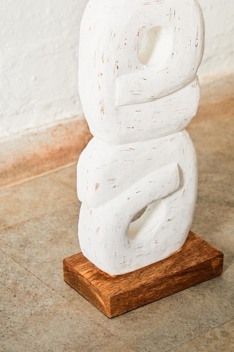 Hamilton Interiors Accessories Fidel Rustic White Mango Wood Ring Sculpture House of Isabella UK