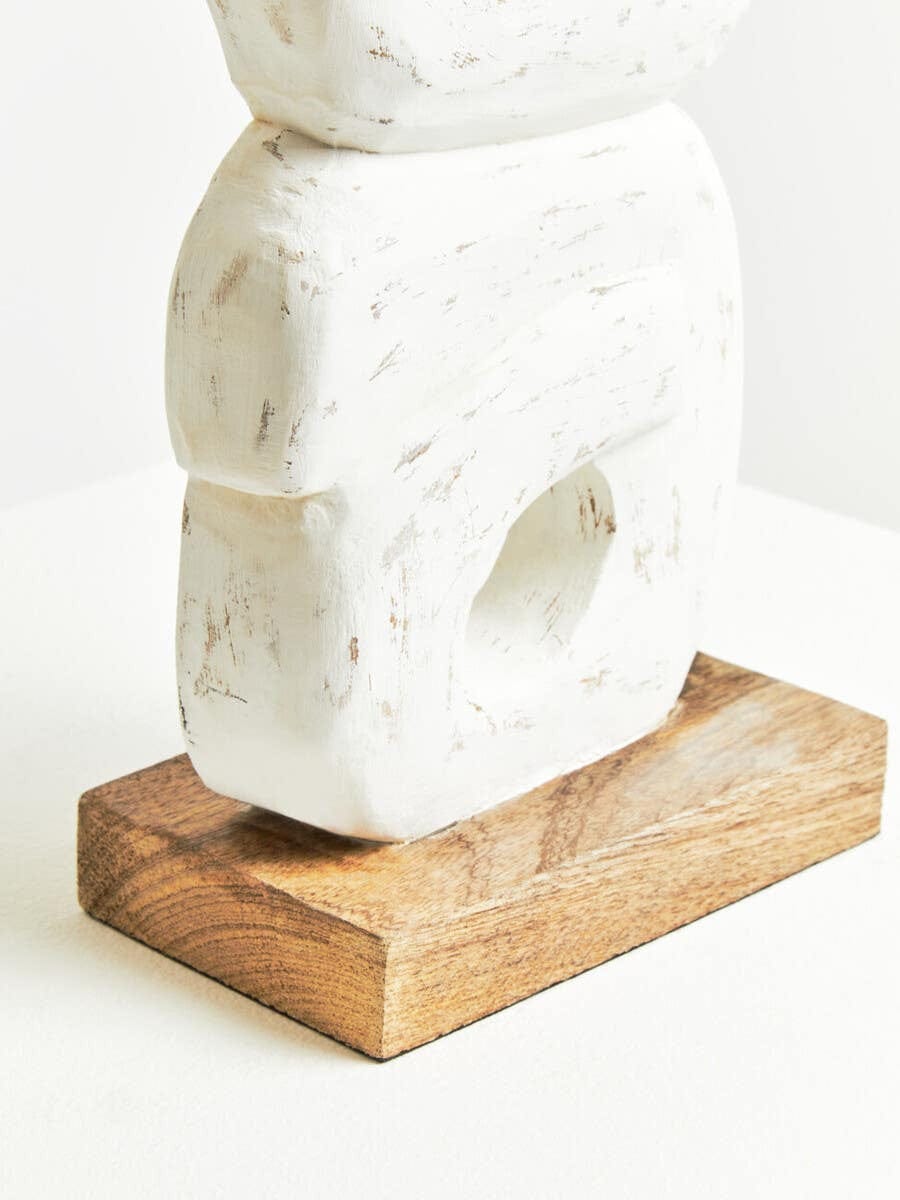 Hamilton Interiors Accessories Fidel Rustic White Mango Wood Ring Sculpture House of Isabella UK