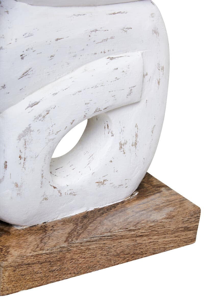 Hamilton Interiors Accessories Fidel Rustic White Mango Wood Ring Sculpture House of Isabella UK