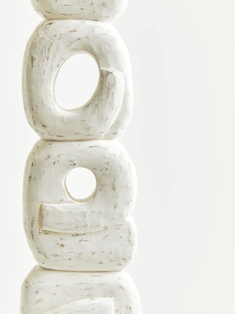 Hamilton Interiors Accessories Fidel Rustic White Mango Wood Ring Sculpture House of Isabella UK