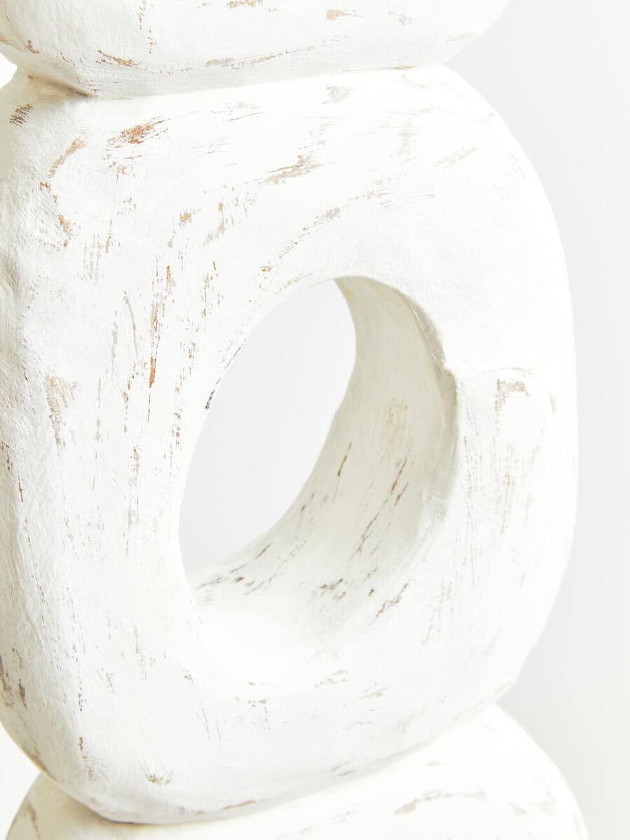 Hamilton Interiors Accessories Fidel Rustic White Mango Wood Ring Sculpture House of Isabella UK