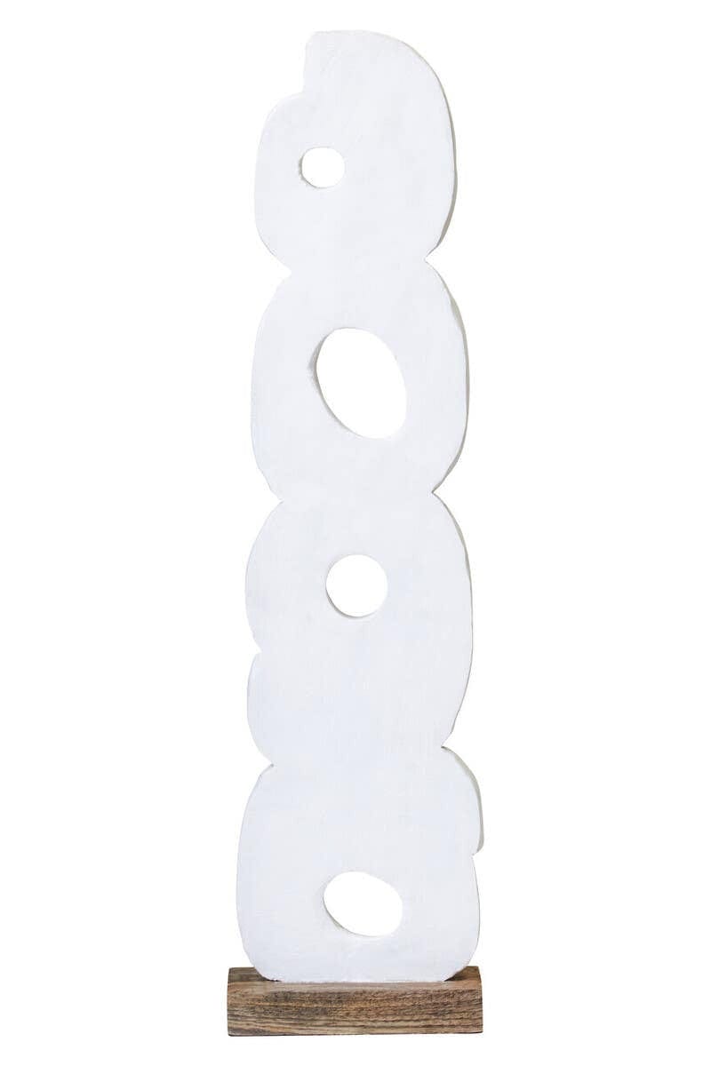 Hamilton Interiors Accessories Fidel Rustic White Mango Wood Ring Sculpture House of Isabella UK