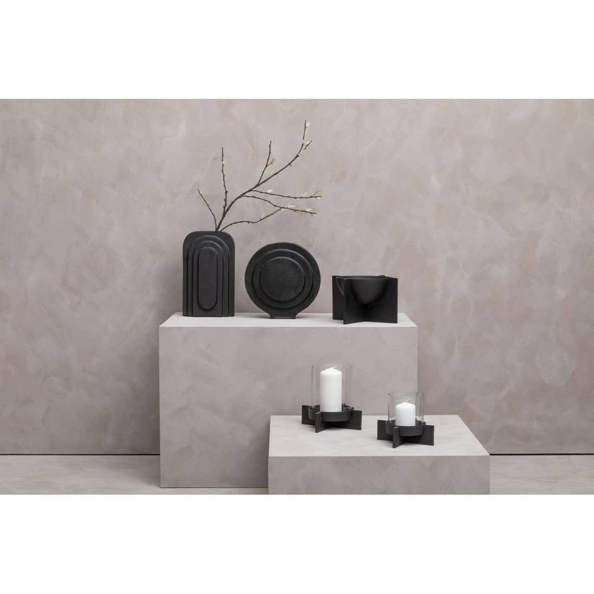 Hamilton Interiors Accessories Hapax Large Matt Black Finish Candle Holder House of Isabella UK