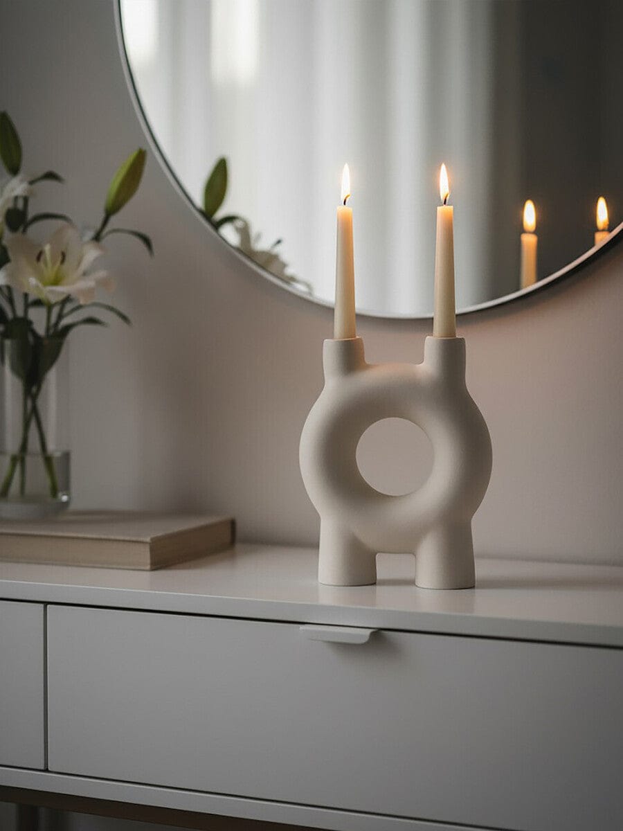 Hamilton Interiors Accessories Hapax Small Cream Candle Holder House of Isabella UK