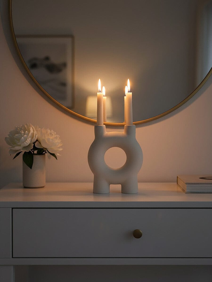 Hamilton Interiors Accessories Hapax Small Cream Candle Holder House of Isabella UK