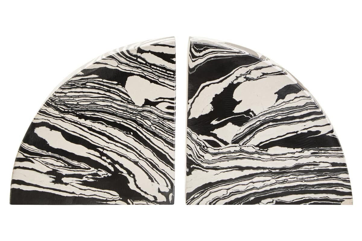 Hamilton Interiors Accessories Helsa Black And White Marble Set of Two Bookends House of Isabella UK