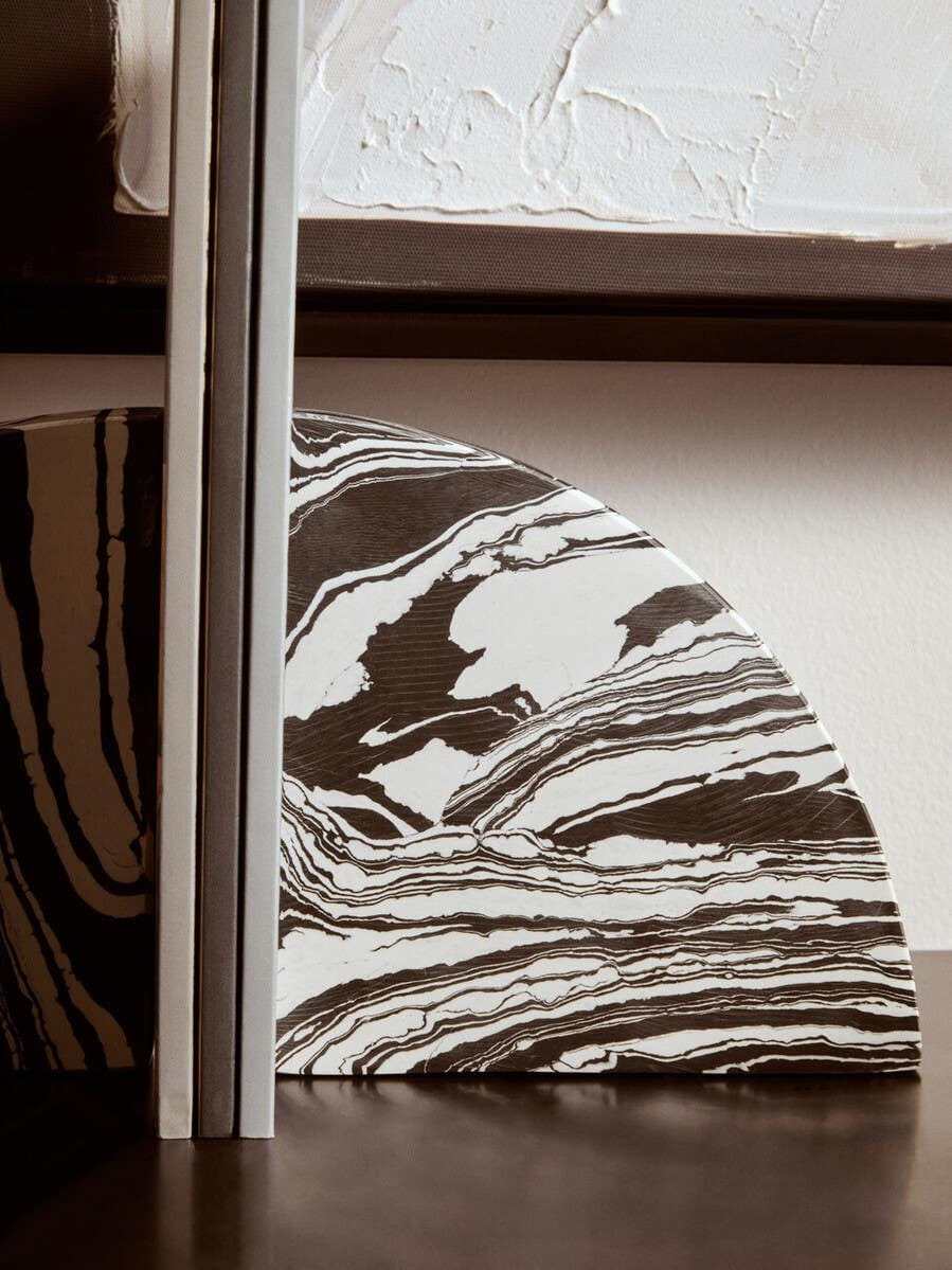 Hamilton Interiors Accessories Helsa Black And White Marble Set of Two Bookends House of Isabella UK