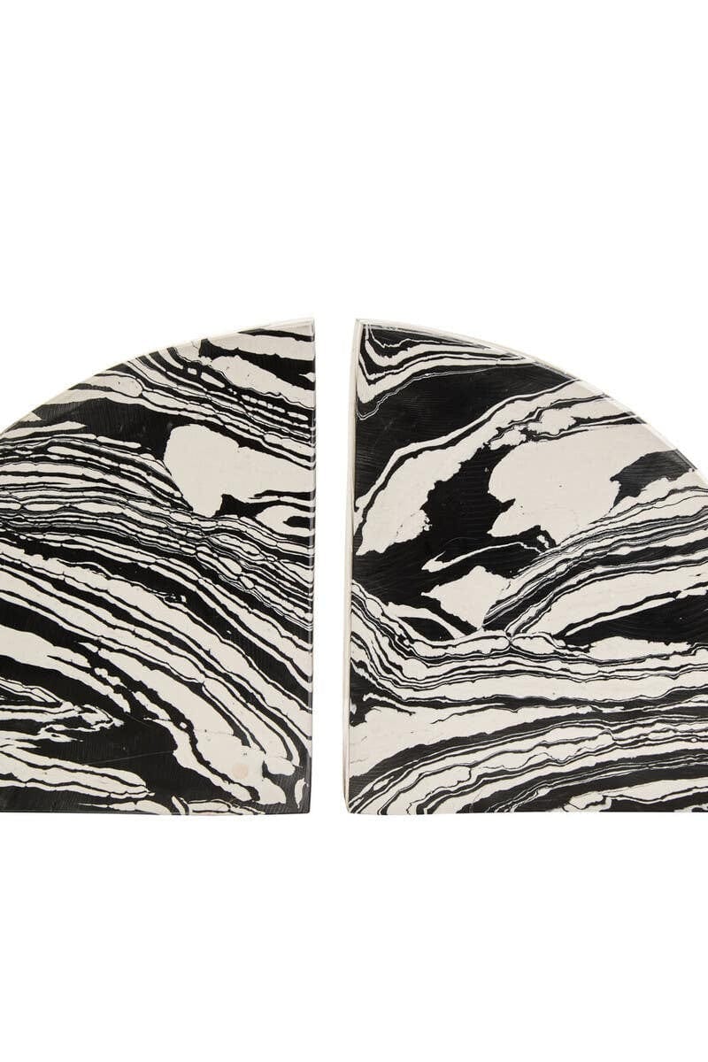 Hamilton Interiors Accessories Helsa Black And White Marble Set of Two Bookends House of Isabella UK