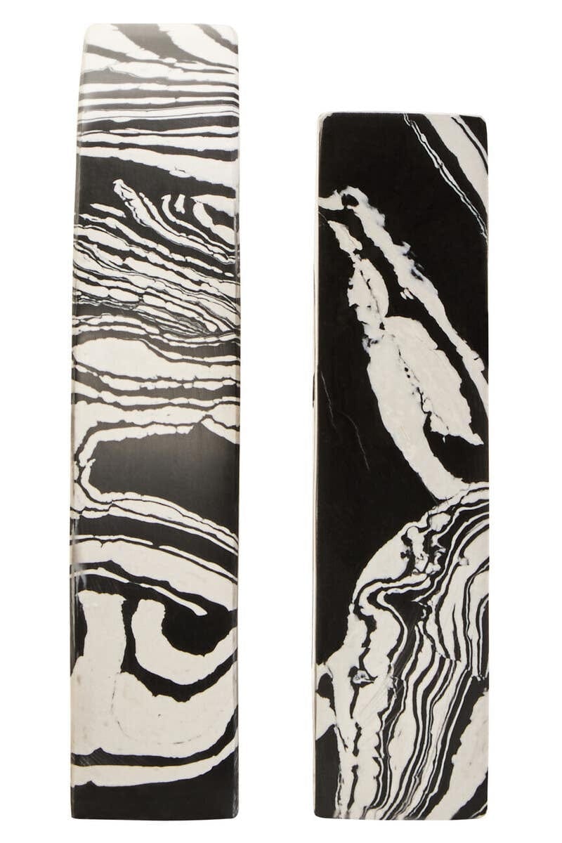 Hamilton Interiors Accessories Helsa Black And White Marble Set of Two Bookends House of Isabella UK