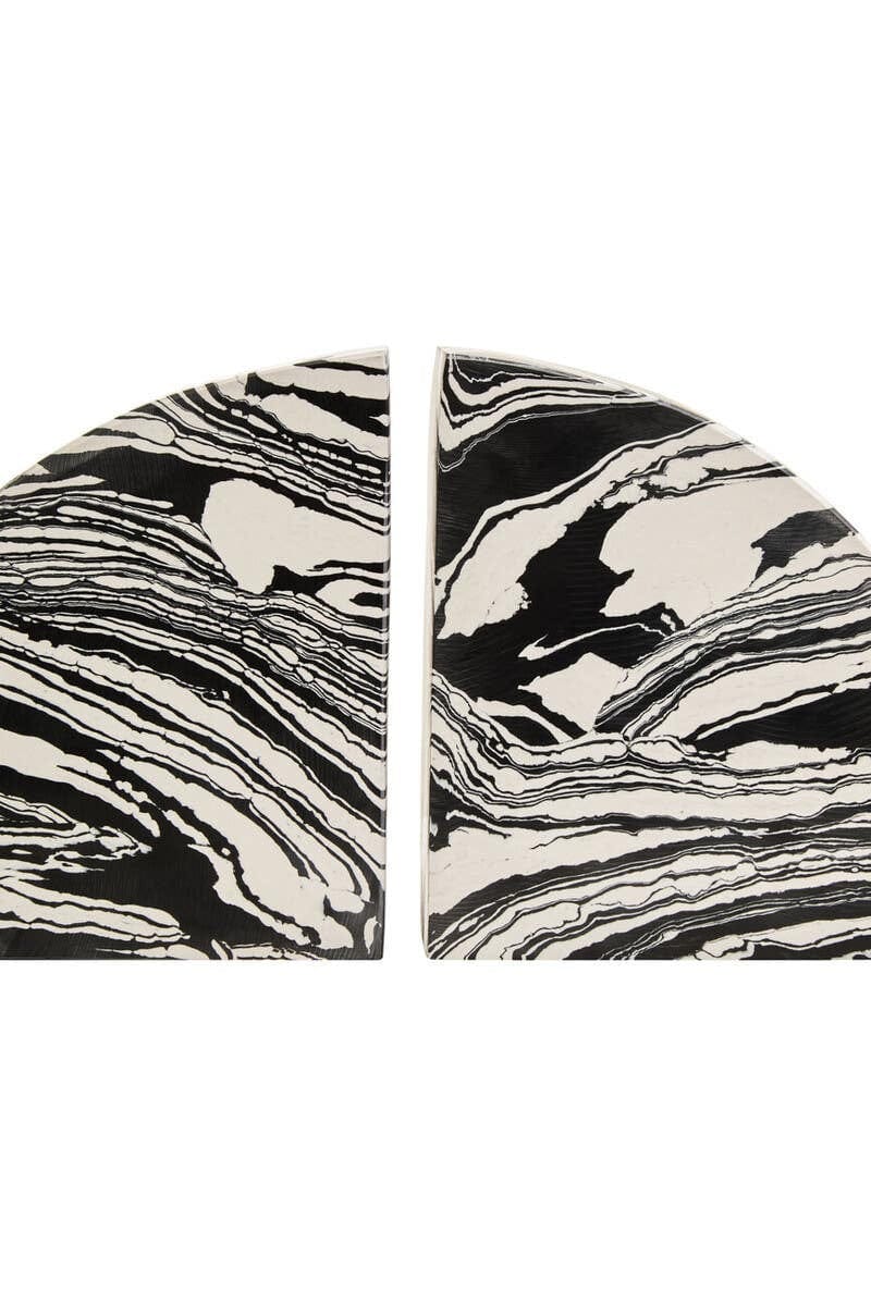Hamilton Interiors Accessories Helsa Black And White Marble Set of Two Bookends House of Isabella UK