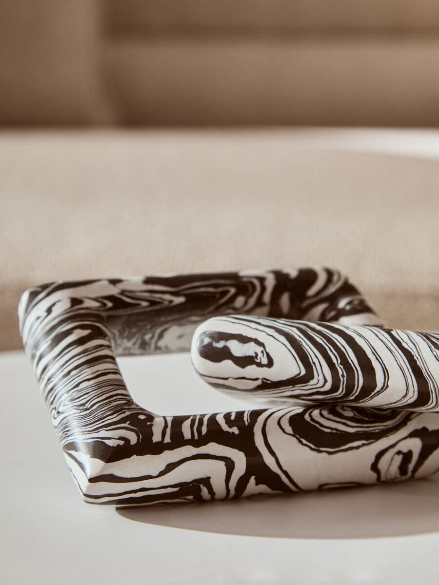 Hamilton Interiors Accessories Helsa Black And White Marble Two Link Chain House of Isabella UK