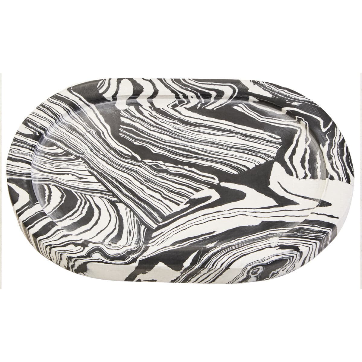 Hamilton Interiors Accessories Helsa Black And White Oval Marble Tray House of Isabella UK