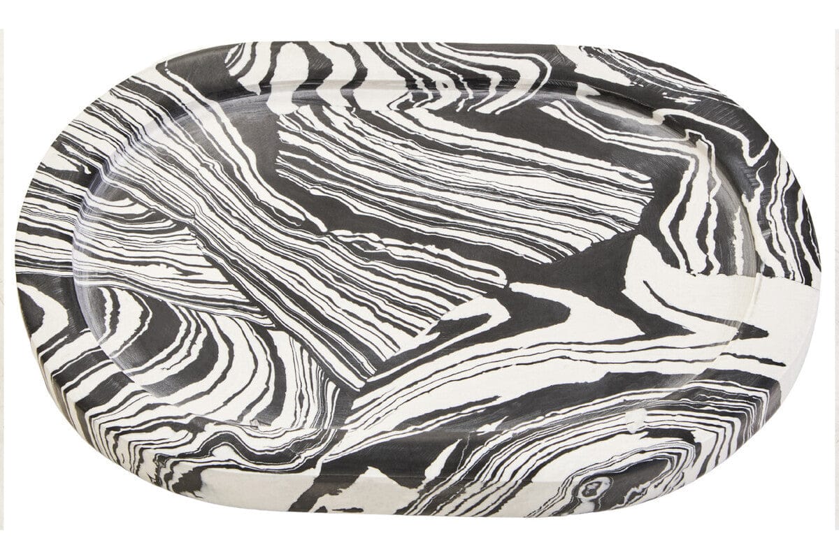 Hamilton Interiors Accessories Helsa Black And White Oval Marble Tray House of Isabella UK