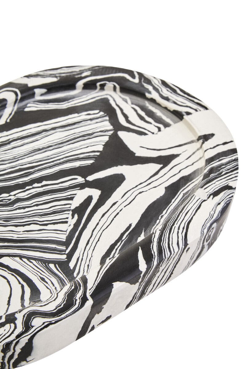 Hamilton Interiors Accessories Helsa Black And White Oval Marble Tray House of Isabella UK