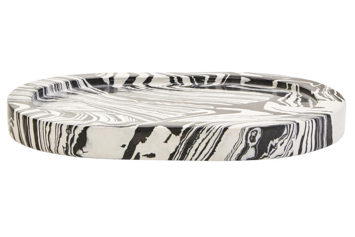 Hamilton Interiors Accessories Helsa Black And White Oval Marble Tray House of Isabella UK