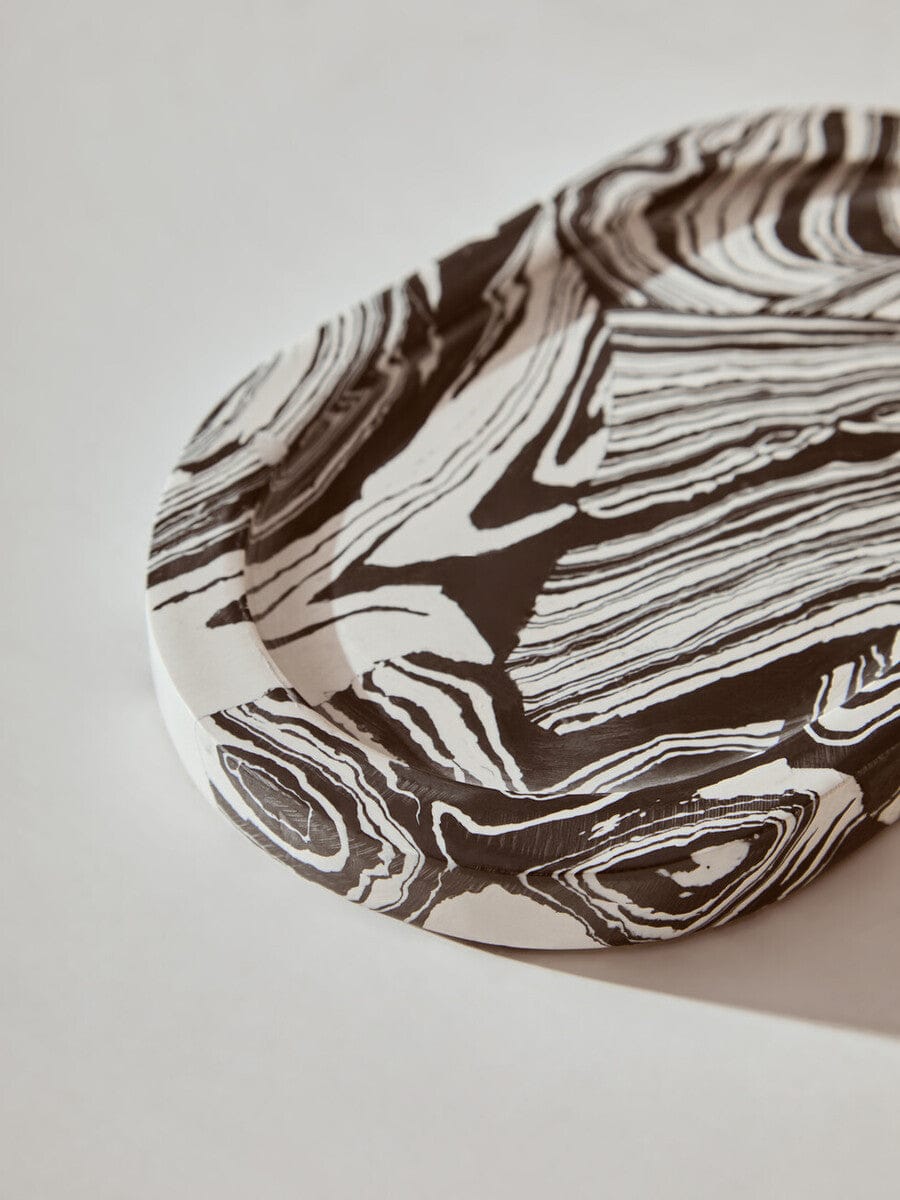 Hamilton Interiors Accessories Helsa Black And White Oval Marble Tray House of Isabella UK