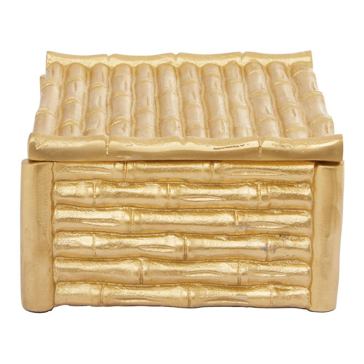Hamilton Interiors Accessories Hiba Large Gold Finish Bamboo Effect Trinket Box House of Isabella UK