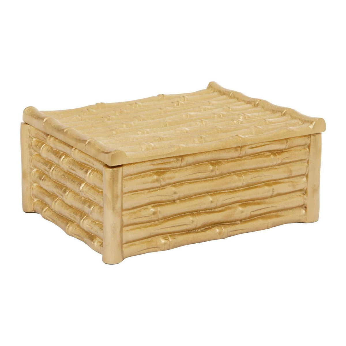 Hamilton Interiors Accessories Hiba Large Gold Finish Bamboo Effect Trinket Box House of Isabella UK