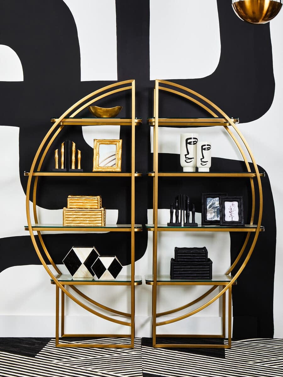 Hamilton Interiors Accessories Hiba Set Of Two Black Finish Bamboo Effect Bookends House of Isabella UK