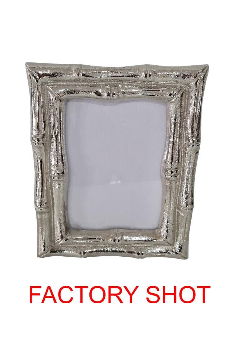 Hamilton Interiors Accessories Hiba Silver Finish Bamboo Effect 4In X 6In Photo Frame House of Isabella UK