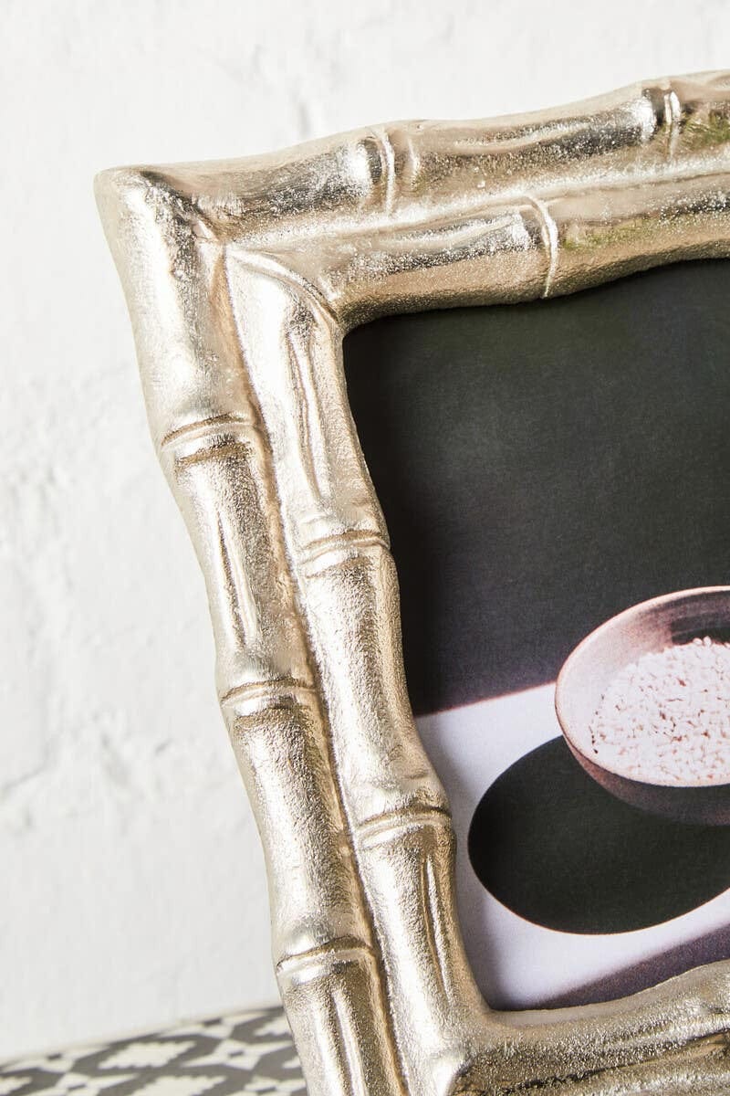Hamilton Interiors Accessories Hiba Silver Finish Bamboo Effect 4In X 6In Photo Frame House of Isabella UK