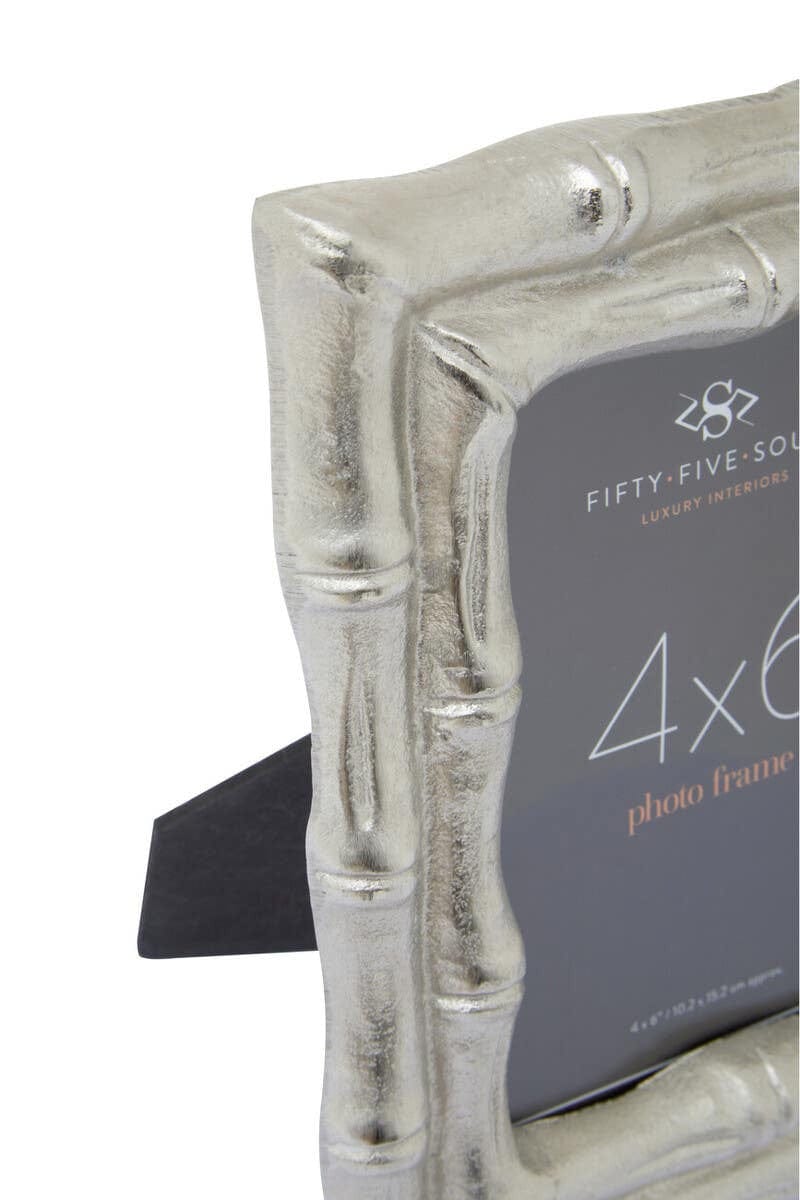 Hamilton Interiors Accessories Hiba Silver Finish Bamboo Effect 4In X 6In Photo Frame House of Isabella UK