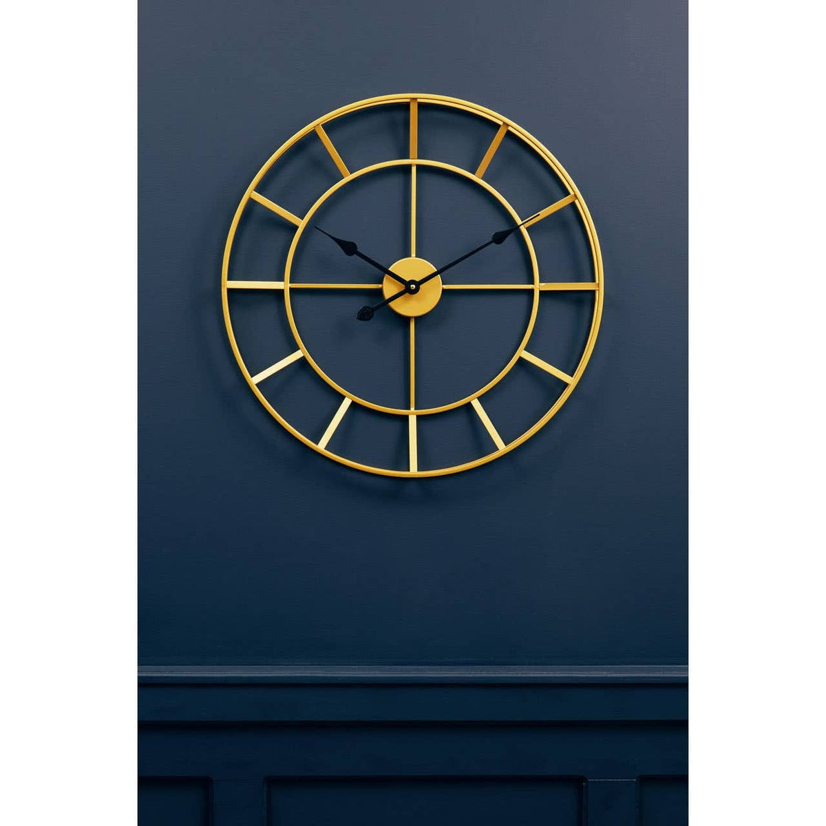 Hamilton Interiors Accessories Kent 60cm Dia Large Gold Finish Metal Wall Clock House of Isabella UK