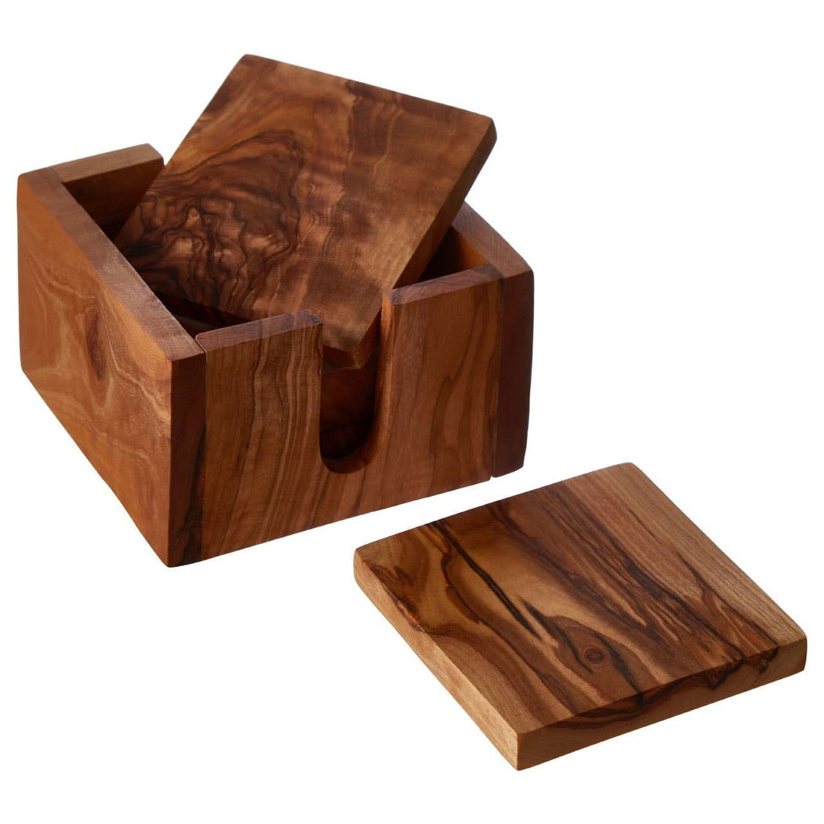 Hamilton Interiors Accessories Kora Set of 4 Olive Wood Square Coasters House of Isabella UK