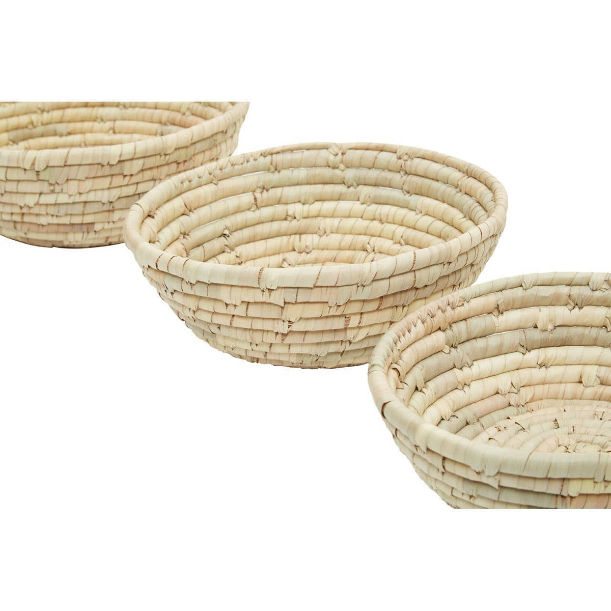 Hamilton Interiors Accessories Lidi Set Of Three Palm Leaf Baskets House of Isabella UK