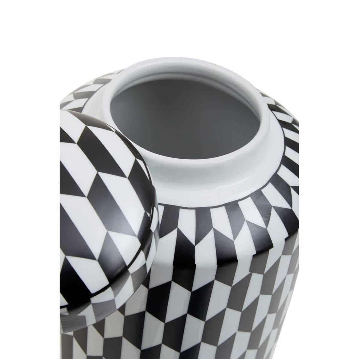 Hamilton Interiors Accessories Marlo Large Black and White Geometric Print Ceramic Jar House of Isabella UK