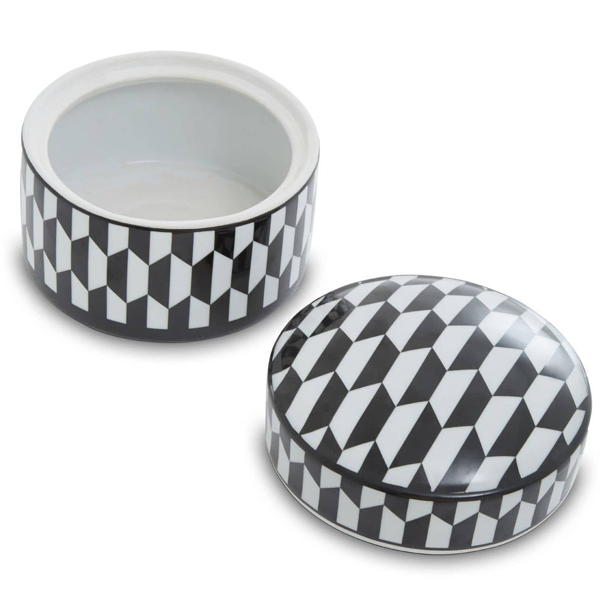Hamilton Interiors Accessories Marlo Large Black and White Geometric Print Ceramic Trinket Box House of Isabella UK