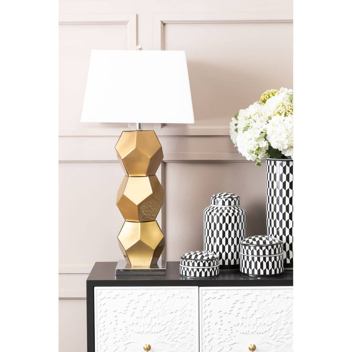 Hamilton Interiors Accessories Marlo Small Black and White Geometric Print Ceramic Trinket Box House of Isabella UK
