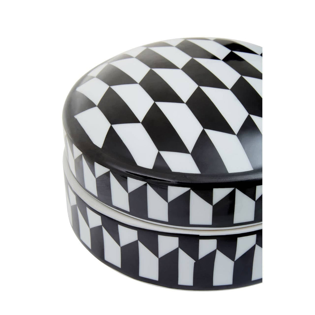Hamilton Interiors Accessories Marlo Small Black and White Geometric Print Ceramic Trinket Box House of Isabella UK