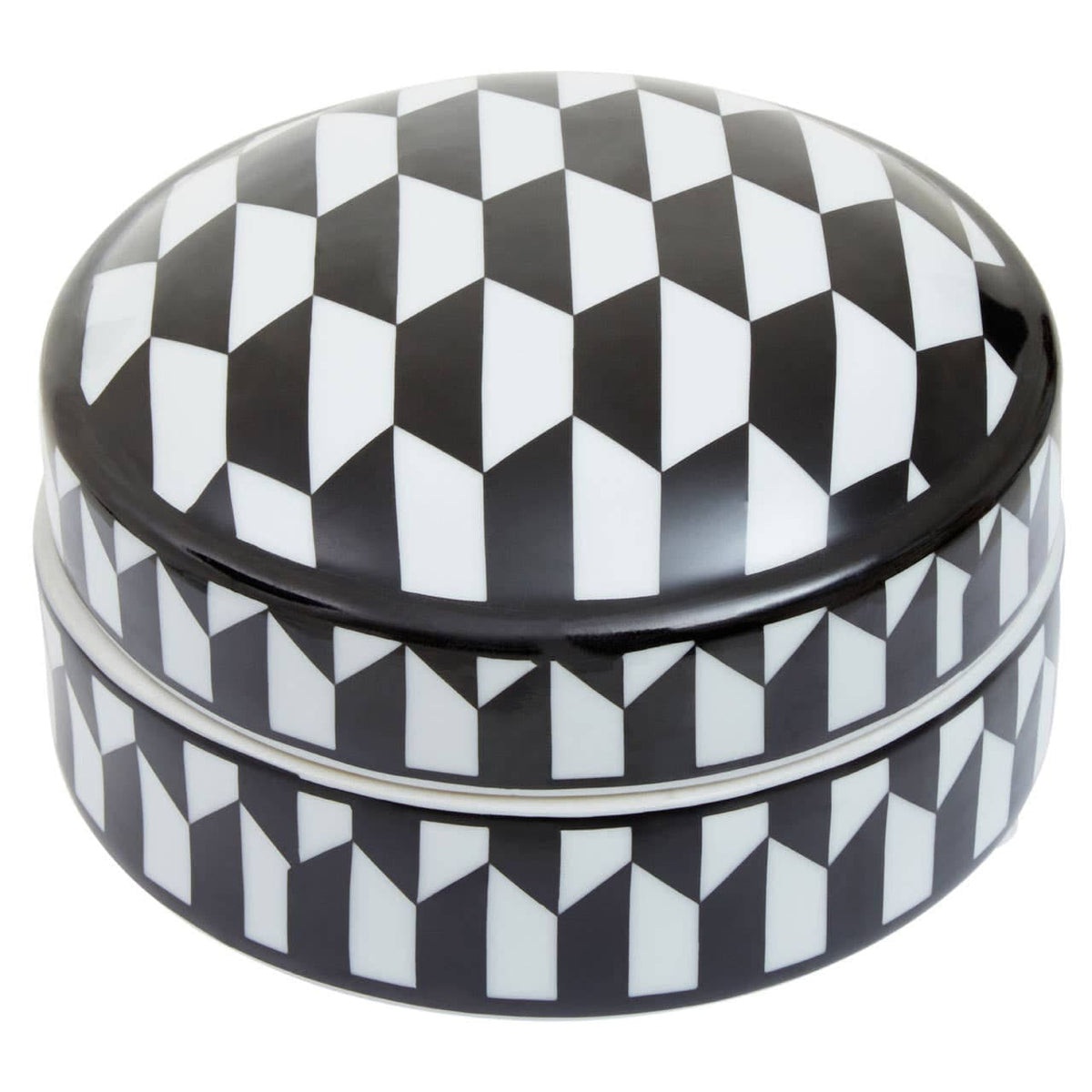 Hamilton Interiors Accessories Marlo Small Black and White Geometric Print Ceramic Trinket Box House of Isabella UK