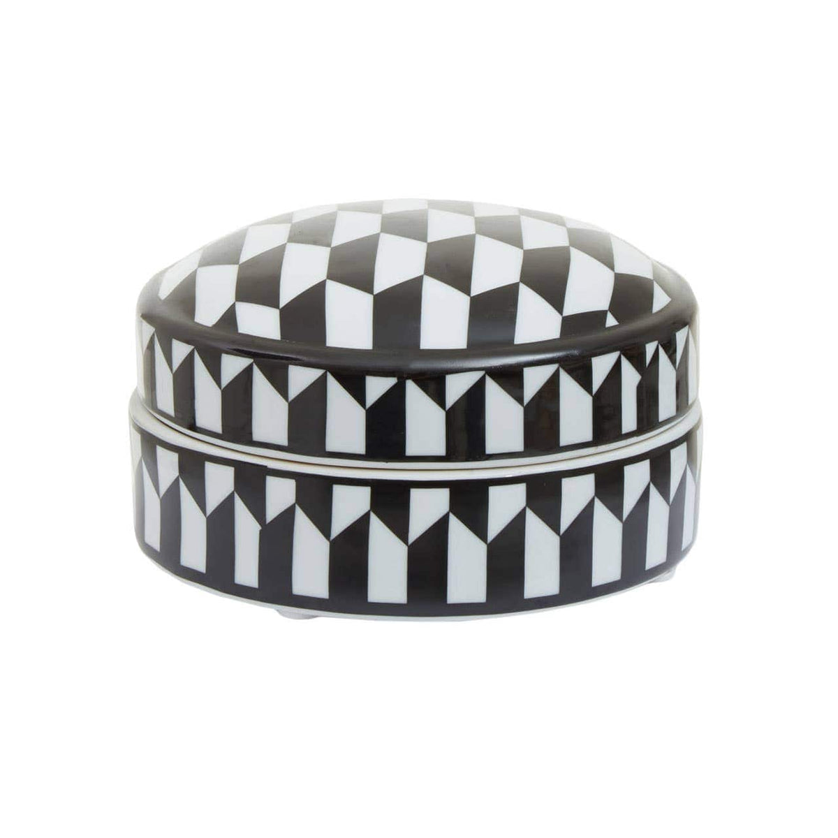 Hamilton Interiors Accessories Marlo Small Black and White Geometric Print Ceramic Trinket Box House of Isabella UK