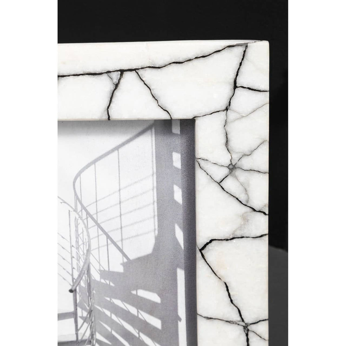 Hamilton Interiors Accessories Marmara White and Black Marble 5In X 7In Large Photo Frame House of Isabella UK