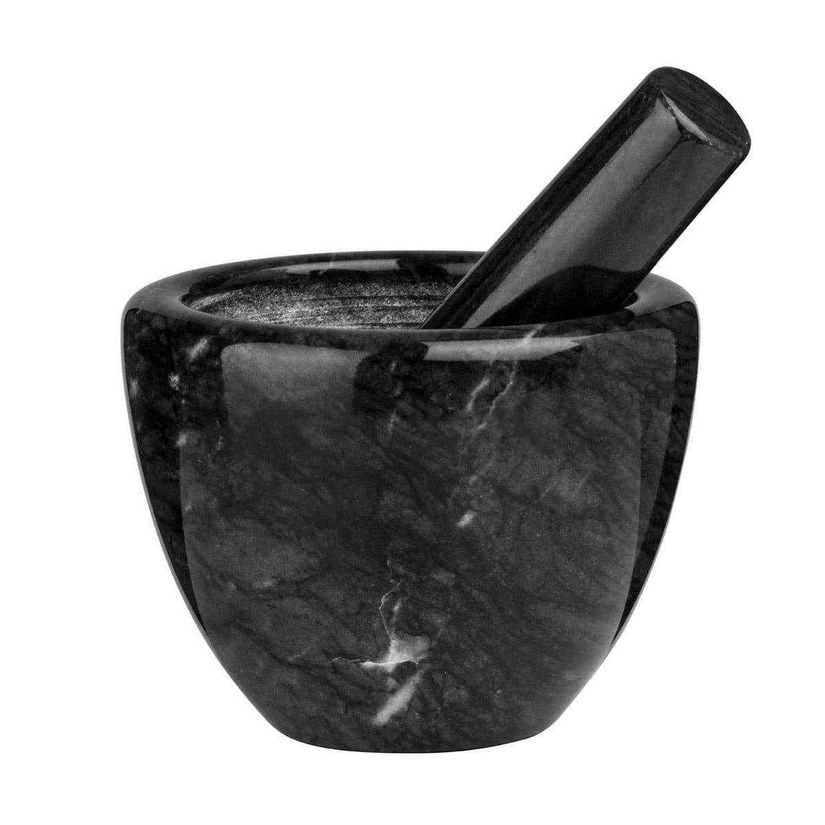Hamilton Interiors Accessories Marmore Black Marble Plain Mortar and Pestle House of Isabella UK