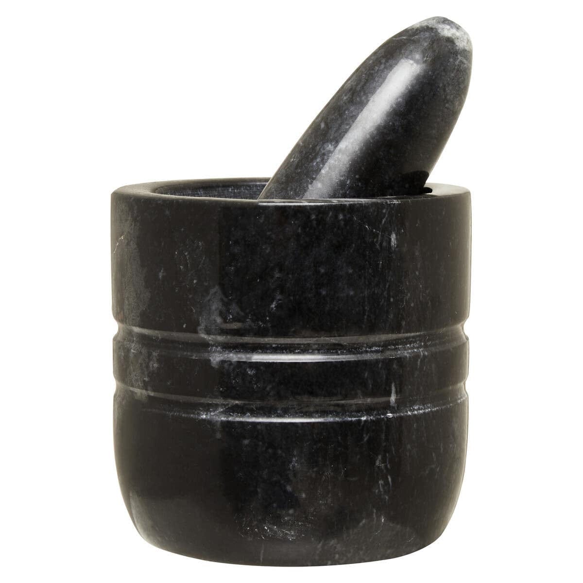 Hamilton Interiors Accessories Marmore Black Marble Textured Mortar And Pestle House of Isabella UK