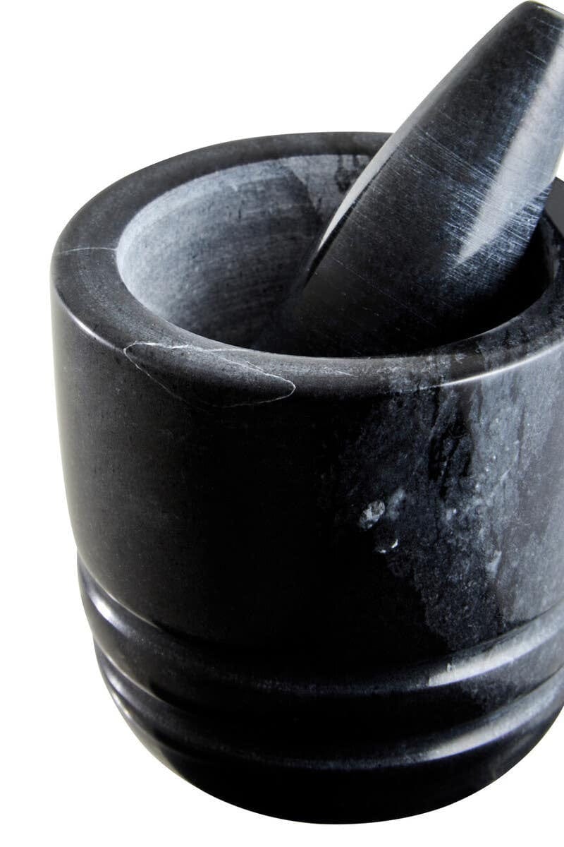 Hamilton Interiors Accessories Marmore Black Marble Textured Mortar And Pestle House of Isabella UK