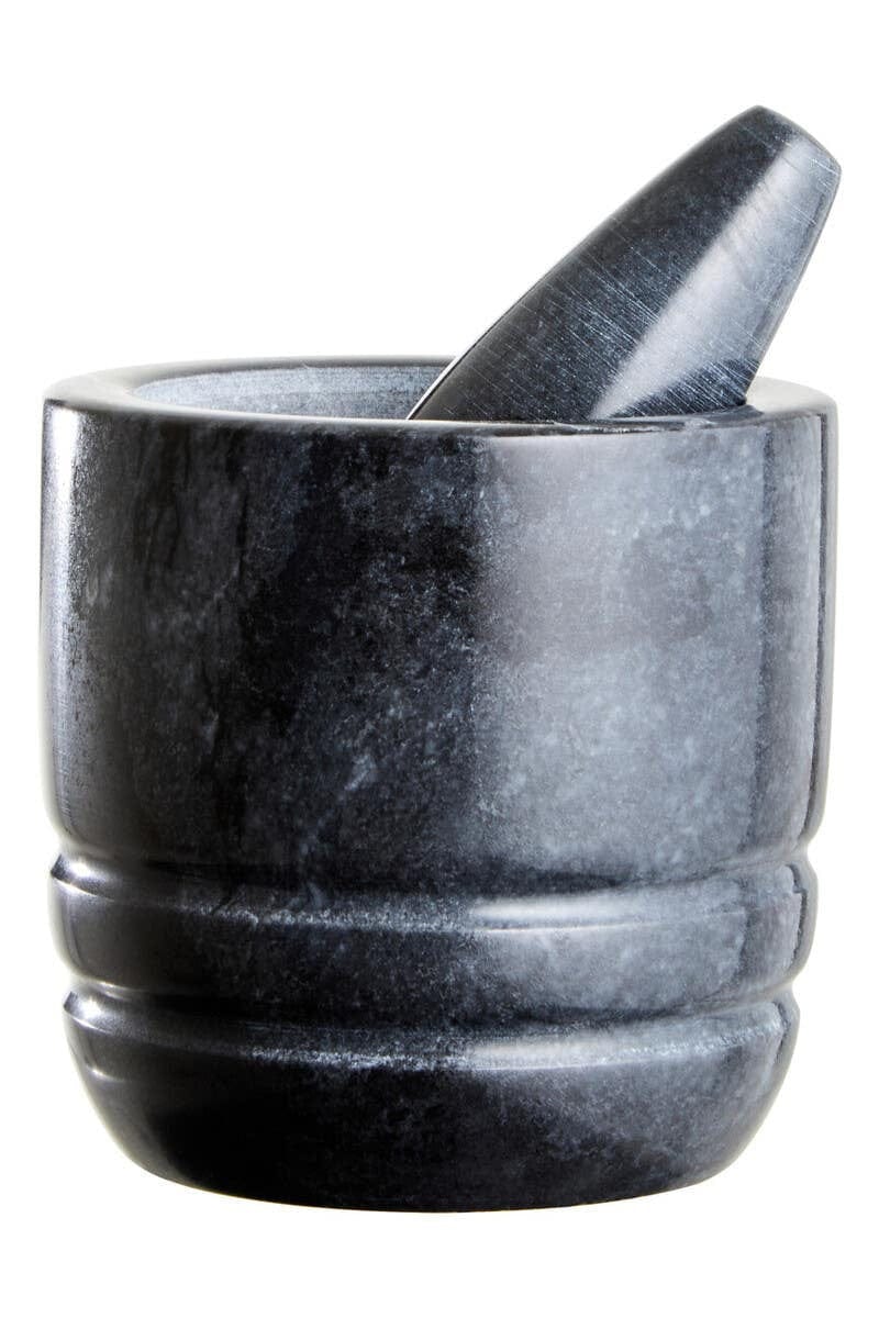 Hamilton Interiors Accessories Marmore Black Marble Textured Mortar And Pestle House of Isabella UK